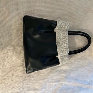 Black and White Shearling Shouldef Bag
